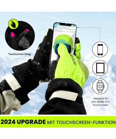 Hikenture Waterproof Winter Gloves for Men & Women - Windproof Ski & Cycling Gloves with Gel Padding | Thermal Outdoor Gloves in Yellow-Green - Buy Online on GoSupps.com