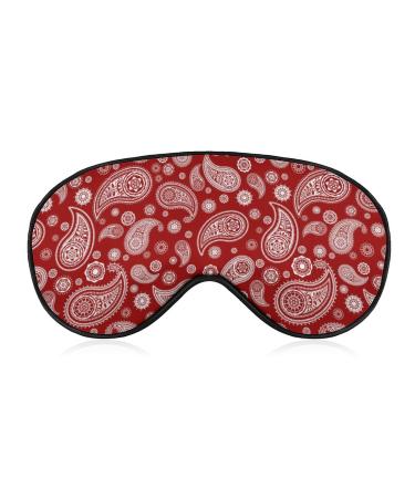 Red Paisley Sleep Mask for Women Adjustable Sleeping Eye Shades Cover with Elastic Strap