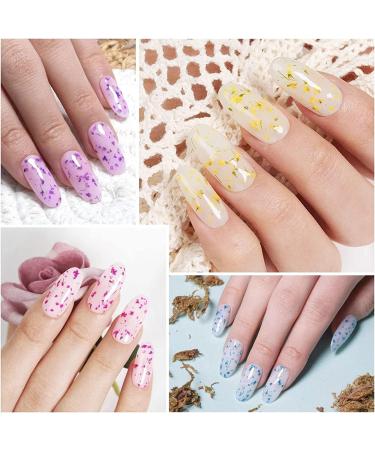 Dried Flowers Gel Nail Polish Bellecrey Flower Fairy Gel Polish Soak Off UV Holographic Varnish Real Flower Gel Rose Gold Pink Green Blue Purple Nail Polish 6 Colours/Set - Buy Online on GoSupps.com