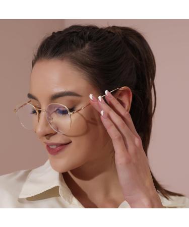 DAUCO Unisex Blue Light Filter Glasses - Retro Sixties Round Metal Computer Glasses for Men & Women | Stylish Eye Protection - Buy Online on GoSupps.com