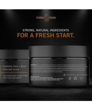 Stubble & Stache Exfoliating Probiotic Charcoal Sugar Scrub for Men - Deep Cleanse Natural Pore Minimizer Pre-Shave Wash Daily Use - 3.4 fl oz - Buy Online on GoSupps.com