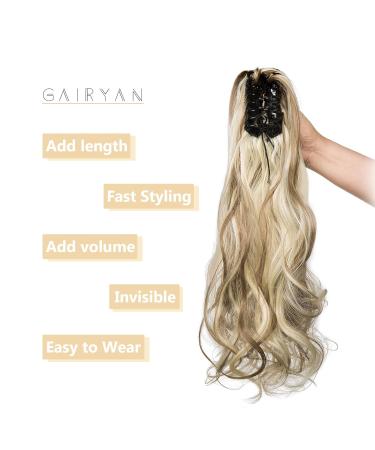 50cm Curly Claw Clip Ponytail Extensions - Ashblond & Bleached Blonde Synthetic Hair for Women | Long Wavy Braid Hair Extensions - Buy Online on GoSupps.com