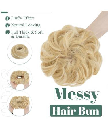 Sego Hair Part with Rubber Band - Large Dutt Hair Tie & Extensions for Women - Golden Mix Bleach Blonde - Buy Online on GoSupps.com