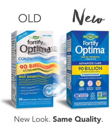Natureâ€™s Way Fortify Optima 50+ Probiotic - 90 Billion CFU, 15 Strains, Prebiotic, 30 Capsules - Buy Online on GoSupps.com