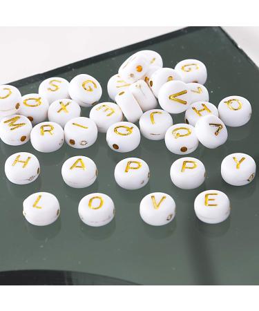 500 Pcs Acrylic Alphabet Letter Beads for Name Bracelets - Gold on White | Jewelry Making Supplies - Buy Online on GoSupps.com