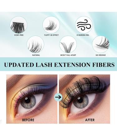 SISILILY Lash Extension Kit - 72 Individual Lashes with Bond & Seal | C D Curl DIY Reusable Fluffy Eyelash Clusters - Buy Online on GoSupps.com