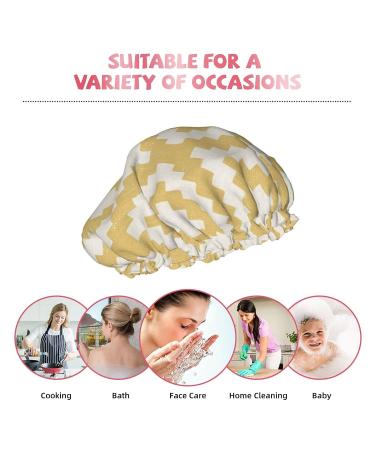 Geometric Mustard Printed Waterproof Shower Cap for Women - Fits All Head Sizes and Hair Textures - Buy Online on GoSupps.com