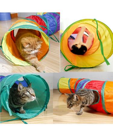 Rainbow-S Cat Tunnel: 2-Way Collapsible Pet Toy for Indoor & Outdoor Fun - Buy Online on GoSupps.com