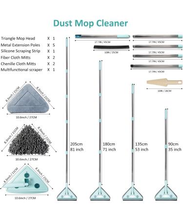 81 Inch Wall Mop with Long Handle - Triangle Microfiber Mop with Adjustable Pole, 4 Washable Pads - Buy Online on GoSupps.com