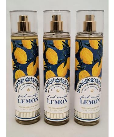 Bath & Body 3 Pack FINE FRAGRANCE MIST 8 fl oz / 236 mL (Packaging may Vary) (FRESH AMALFI LEMON)