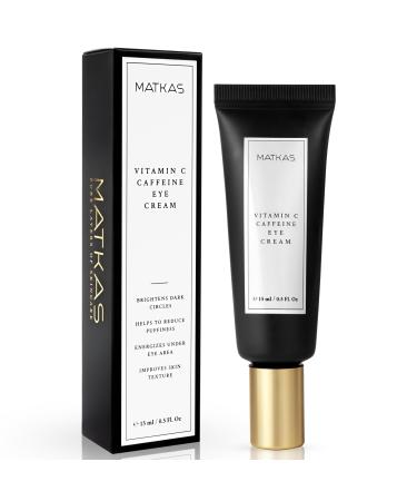 MATKAS Korean Vitamin C Under Eye Cream for Dark Circles and Puffiness 0.5 Fl. Oz. - Brightening Under Eye Cream with Caffeine for Puffy Eyes Korean Under Eyes Brightener Moisturizer Caffeine Serum