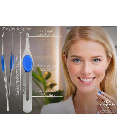 Slanted Tweezers with Soft Handle | Premium Stainless Steel | International Shipping Available - Buy Online on GoSupps.com