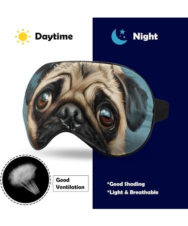 Funny Pug Dog Sleep Mask | Cute Light-Blocking Sleep Mask for Women | Adjustable Strap Eye Cover Eyeshade - Buy Online on GoSupps.com