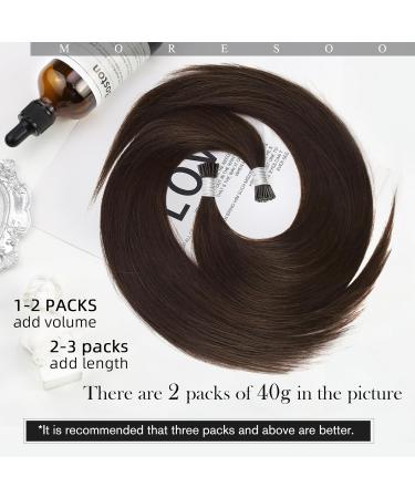 Moresoo Real Hair Extensions - Dark Brown I-Tip Keratin Bond Hair Extensions - Hot Fusion 20 Inch #4 40g/50s for Thin Hair - Buy Online on GoSupps.com
