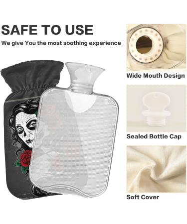 Naanle Rose Sugar Skulls Hot Water Bottle | MITEVED Transparent 1L Heating Bag for Pain Relief & Cold Therapy - International Shipping Available - Buy Online on GoSupps.com
