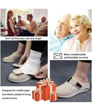 Extra Wide Diabetic Shoes for Men & Women - Adjustable Orthopedic Slippers for Plantar Fasciitis, Non-Slip Sandals for Seniors - Light Blue - Buy Online on GoSupps.com