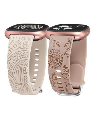Toyouths 2 pieces floured flavated bracelet compatible with Fitbit Versa 4/Versa 3/Sense 2/Sense bracelet Sport Solo Loop Silicon Boho Henna/L wenzahn Blume Fancy Cute Armands for Versa 4 only for Fitbit Versa 4/Verse 2/Sense 2/Sense Polarstern/Milk tea - Buy Online on GoSupps.com