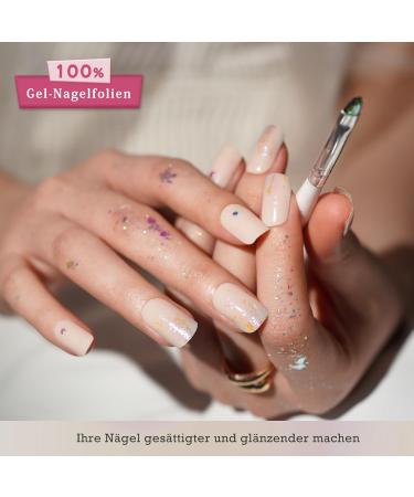 Danni & Toni Half Hardened Gel Nail Foils - Radiant Technicolor Sequin Glossy Nail Set | Self-Adhesive UV Gel Nail Wraps (28 Stickers) - Buy Online on GoSupps.com