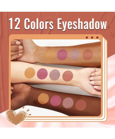 12 PCS Waterproof Glitter Eyeshadow Stick Set with Primer Base - Pink - Smudge Proof Eyeshadow Pen with Soft Brush - Shimmer and Matte Eye Shadow Makeup Pencil Crayon - Buy Online on GoSupps.com