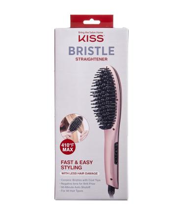 KISS Bristle Hair Straightener Heat Brush - Digital Temp Control Auto Shutoff Ionic Bristles Lightweight 360 Swivel Cord - Pink - Buy Online on GoSupps.com