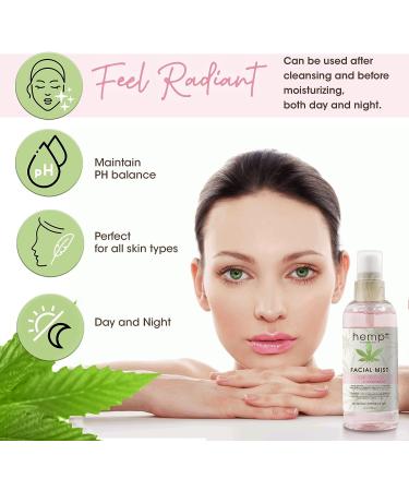 Hemp Infused Hydrating Rose Water Face Mist - 4oz Setting Spray with Hemp Seed Oil for Hydration - Buy Online on GoSupps.com