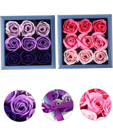 minkissy 4 Boxes Rose Box Rose Soap Flower Romantic Wedding Anniversary Mothers Day Gradient Rose Soap Bouquet Artificial Flower Soap Rose Flower Square Box Roses - Buy Online on GoSupps.com