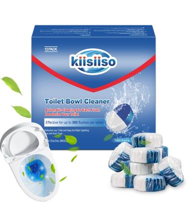 KIISSIISO Toilet Bowl Cleaner Tablets,Automatic Toilet Tank Cleaners 12 PACK,Ultra Clean Toilet Tablets(Blue and White)
