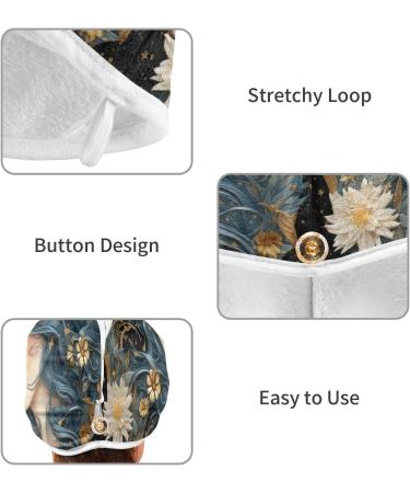 Super Absorbent Mother Daughter Flowers & Stars Hair Towel 2 Pack | Quick Dry Hair Turbans for Women & Girls - Buy Online on GoSupps.com