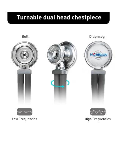 HONSUN Sprague Rappaport Dual Head Stethoscope for Adult & Kids - Professional Cardiology Stethoscope for Medical Professionals and Home Use (Gray) - Buy Online on GoSupps.com