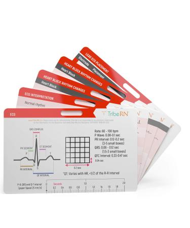 Cardiac BadgeGuru Set by Tribe RN - 5 Nursing Badge Reference Cards Include ACLS EKG etc. Designed for Emergency Nurses EMTs and Paramedics (Cardiac)