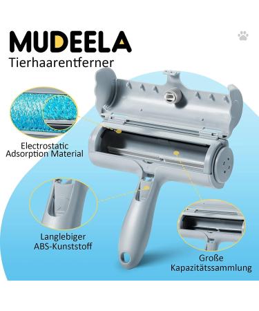 Mudela Lint Brush & Roller - Pet Hair Remover for Furniture & Sofas | Effective Lint Roll for Dogs & Cats - Gray - Buy Online on GoSupps.com