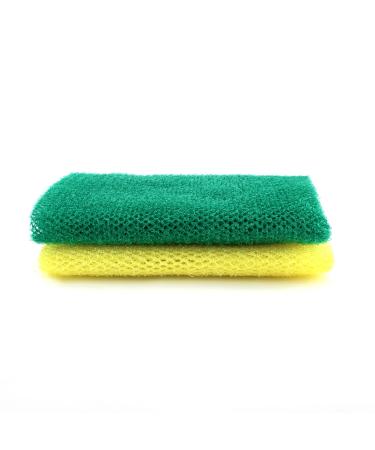 QOPAHI Enlarged African Net Sponge African Exfoliating Net 2 in 1 Body Shower Scrubber Nylon Back Scrubber Exfoliating Bath African Sponge Skin Smoother for Daily Use 80 30cm(Yellow+Green) Yellow + Green