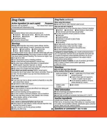 Amazon Basic Care Ibuprofen Tablets 200mg - Pain Reliever/Fever Reducer - 100 Count - Buy Online on GoSupps.com