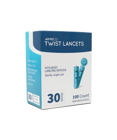 AIMSCO 30 Gauge Twist Lancets - 100 Count