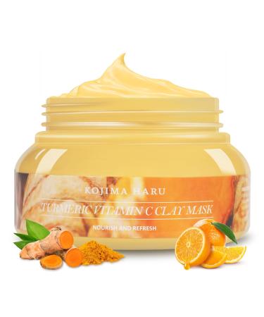 Turmeric Kojic Acid Clay Mask Vitamin C Kaolin Face Mask for Dullness Blackhead Pore Excess Keratin Excess Sebum/Oil Dead Skin Cells Exfoliating- 7.06 OZ/ 200 G