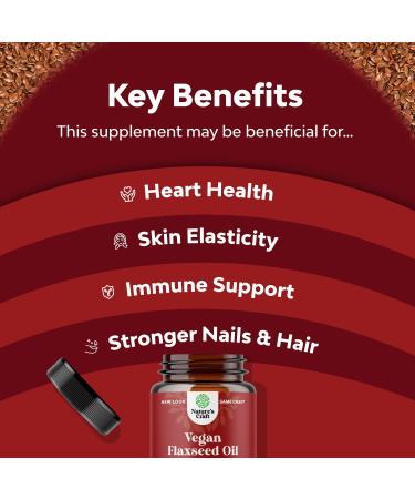 Organic Vegan Flaxseed Oil Softgels 1000mg - Cold Pressed Omega 3 Supplement for Hair, Skin, Nails, Heart & Brain Health - Plant Based ALA, Omega 3 6 9 - Buy Online on GoSupps.com