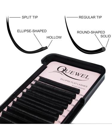 Flat Lashes QueWel | Ellipse Eyelashes for 1:1 Extensions | 0.15D Curl 15mm Silk Single Eyelashes - Naturally Black (1 Piece) - Buy Online on GoSupps.com