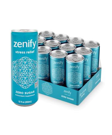 Zenify Zero Sugar All Natural Sparkling Calming Stress Relief Beverage, Formula with L-Theanine, GABA, Vitamin B6, and Glycine, Non-GMO, Gluten-Free, Vegan, 12 Fl Ounce (Pack of 12)