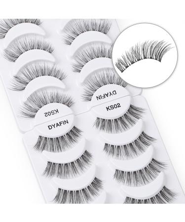 Dyafin 3D eyelashes 8 pair natural artificial eyelash set fake lashes set eyelashes natural reusable handmade light false eyelashes 8 pair df ks02