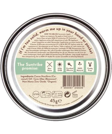 Suntribe All Natural Zinc Sunscreen Face & Sport - SPF 30 - Organic - 100% Zinc - Reef Safe - 3 Ingredients - Water resistant - ORIGINAL WHITE (30 g) - Buy Online on GoSupps.com