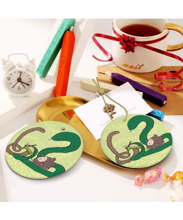 YYHHAOFA Sunflower Seeds Earthworm Snake Pattern Christmas Ceramic Round Pendant Decoration - Festive Hanging Ornament for Stores and Homes -2.9 in - Buy Online on GoSupps.com