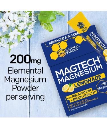 Natural Stacks Magtech Magnesium Lemonade Bundle - 3 Forms of Magnesium - Supports Relaxation and Brain Health* - 50 Servings - Buy Online on GoSupps.com