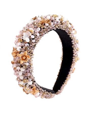 GLBCC Handmade Pink Crystal Padded Headband with Small Flower Embellishments - Buy Online on GoSupps.com