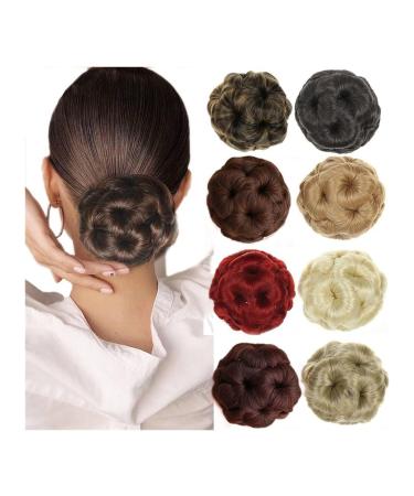 Messy Bun Hair Piece for Women Synthetic Hair Bun Chignon Clip in Ponytail Hair Extensions Flowers Style Hair Bun Claw Clip In Updo Ponytail Hairpiece for Women Fake Hair Accessories for Women Girls Brown black