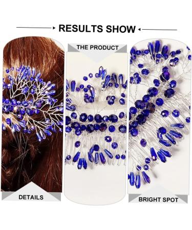 Ipetboom bride hair clip fine Miss bride headpieces for wedding banquet headgear crystal hair clip comb rhinestones prom wedding blue crystal hair comb rhinestone hair clips - Buy Online on GoSupps.com