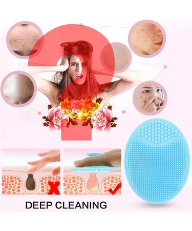 Silicone Face Scrubbers Exfoliator Cleanser Cleansing Brush Pad Men Women Value 3Pack Dry Skin Scrub Scrubby Pore Blackhead Removing Exfoliating-Unique For Girl Sister Best Friend (3 Pack Blue & Pink & Yellow) 3 Pack Mixed Color - Buy Online on GoSupps.com