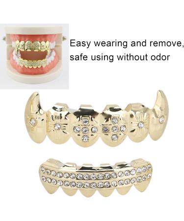 Brrnoo Hip-Hop Teeth Set - Gold Galvanized Reusable False Tooth for Halloween | Durable Dental Holder Decoration - Buy Online on GoSupps.com