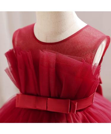 Miipat Baby Girl Tulle Sleeveless Princess Party Dress with Headband, Wine, 6-12 Months - Buy Online on GoSupps.com