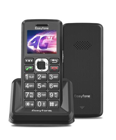 Easyfone T200 4G Sim-Free Big Button Mobile Phone for Seniors Easy-to-Use Clear Sound Cell Phone for Elderly with SOS Button and Charging Dock (4G) Black 4G LTE