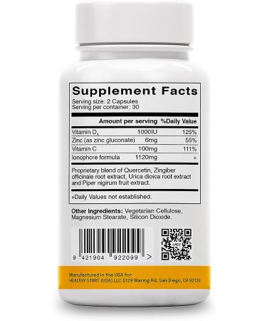 Lazu Virocin Zinc Supplement - Enhanced Immune Support with Zinc Ionophore, Vitamin C, and D3 - 60 Capsules - Buy Online on GoSupps.com